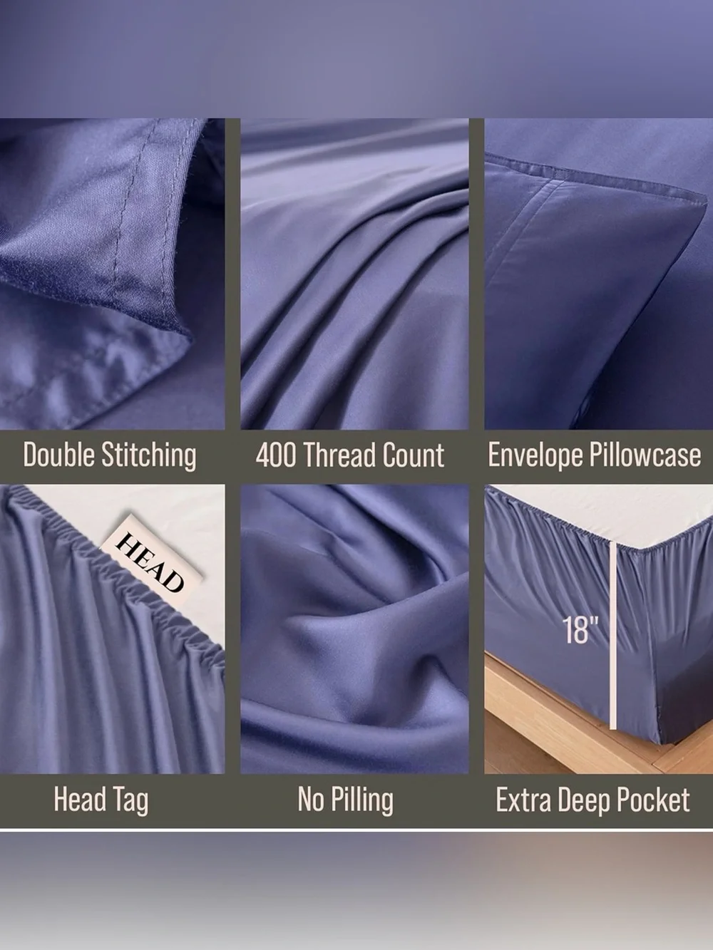 🫐 NEW 🫐 BC BELLA COTERIE LUXURY SHEETS, 400 COUNT